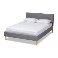 Baxton Studio CF9014-Grey-Queen Aneta Modern and Contemporary Grey Fabric Upholstered Queen Size Platform Bed